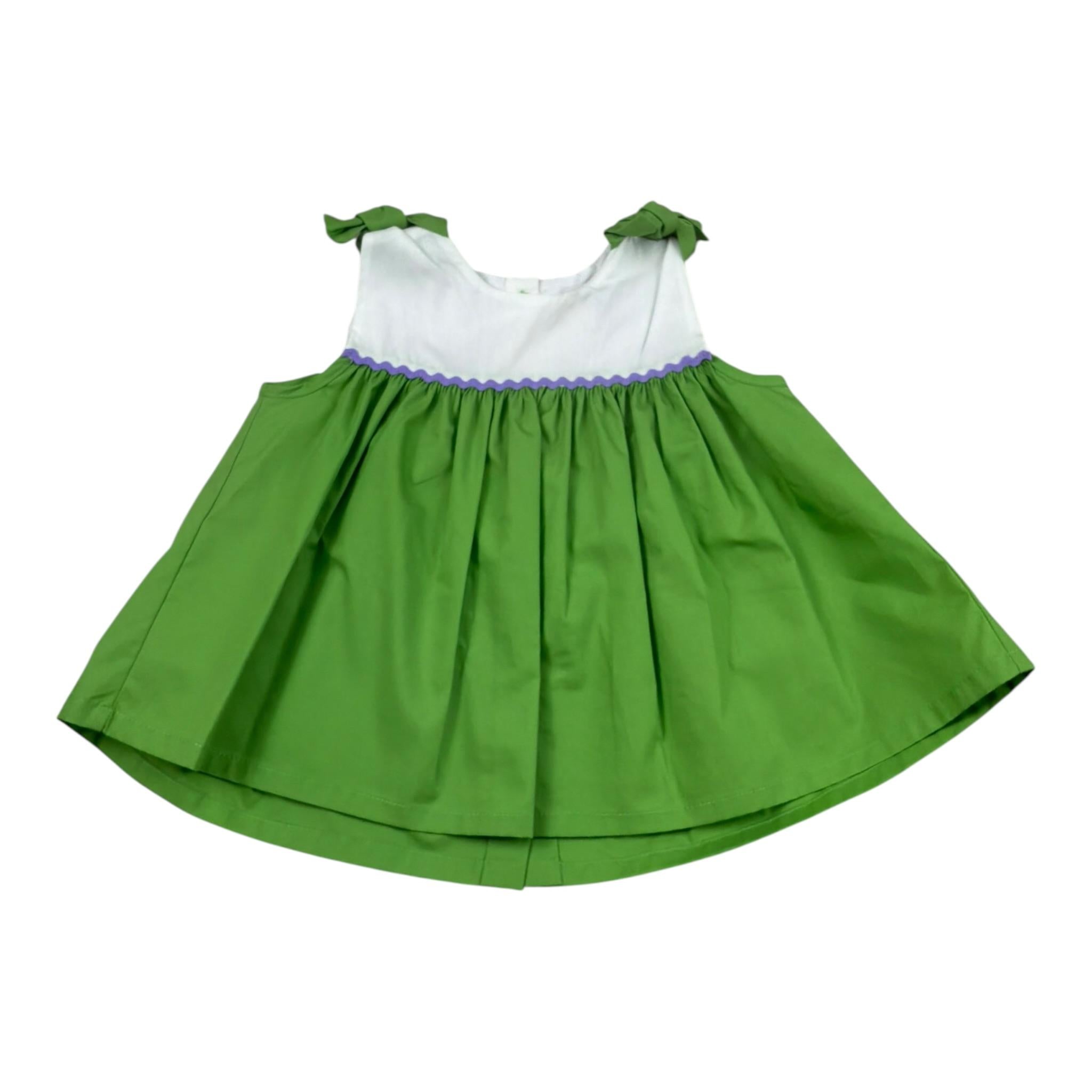 Ilfarobimbi Top Bicolore Giromanica con Fiocchi Verde per Neonata IFB50175X VERDE ILFAROBIMBI 