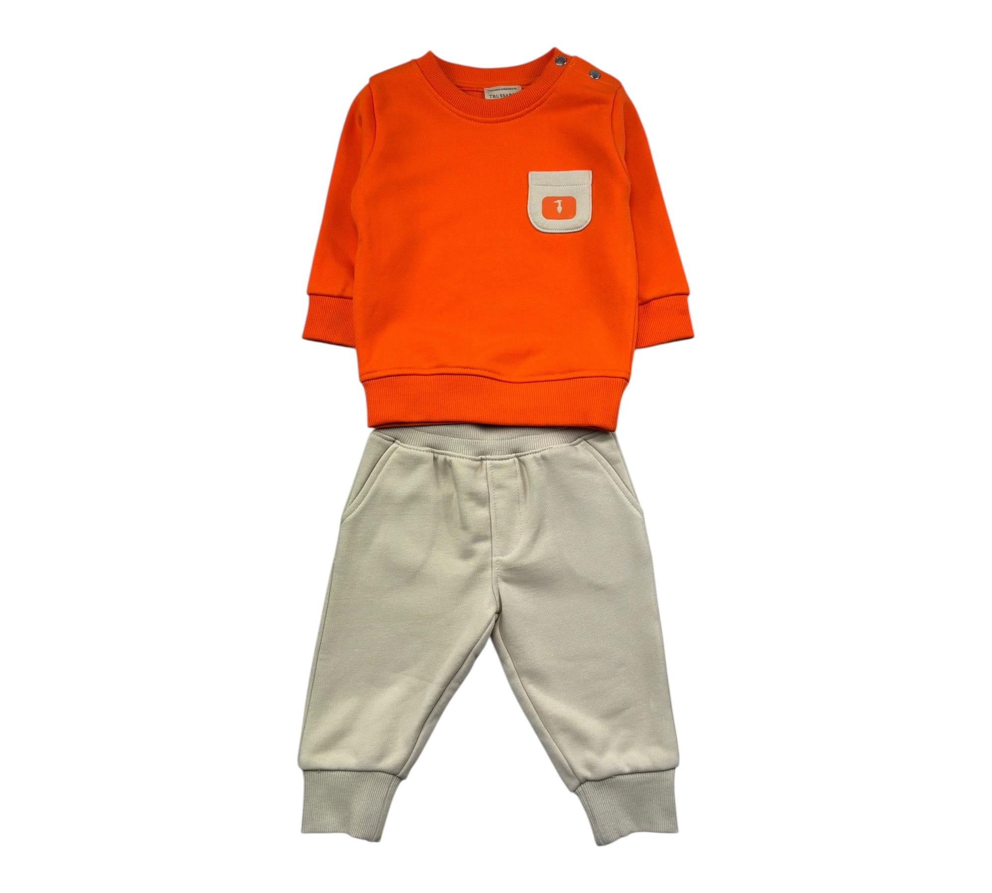 Trussardi Completo 2 Pezzi Felpa-Pantalone Bicolore per Neonato TIP26077CF ARANCIONE/BEIGE TRUSSARDI 