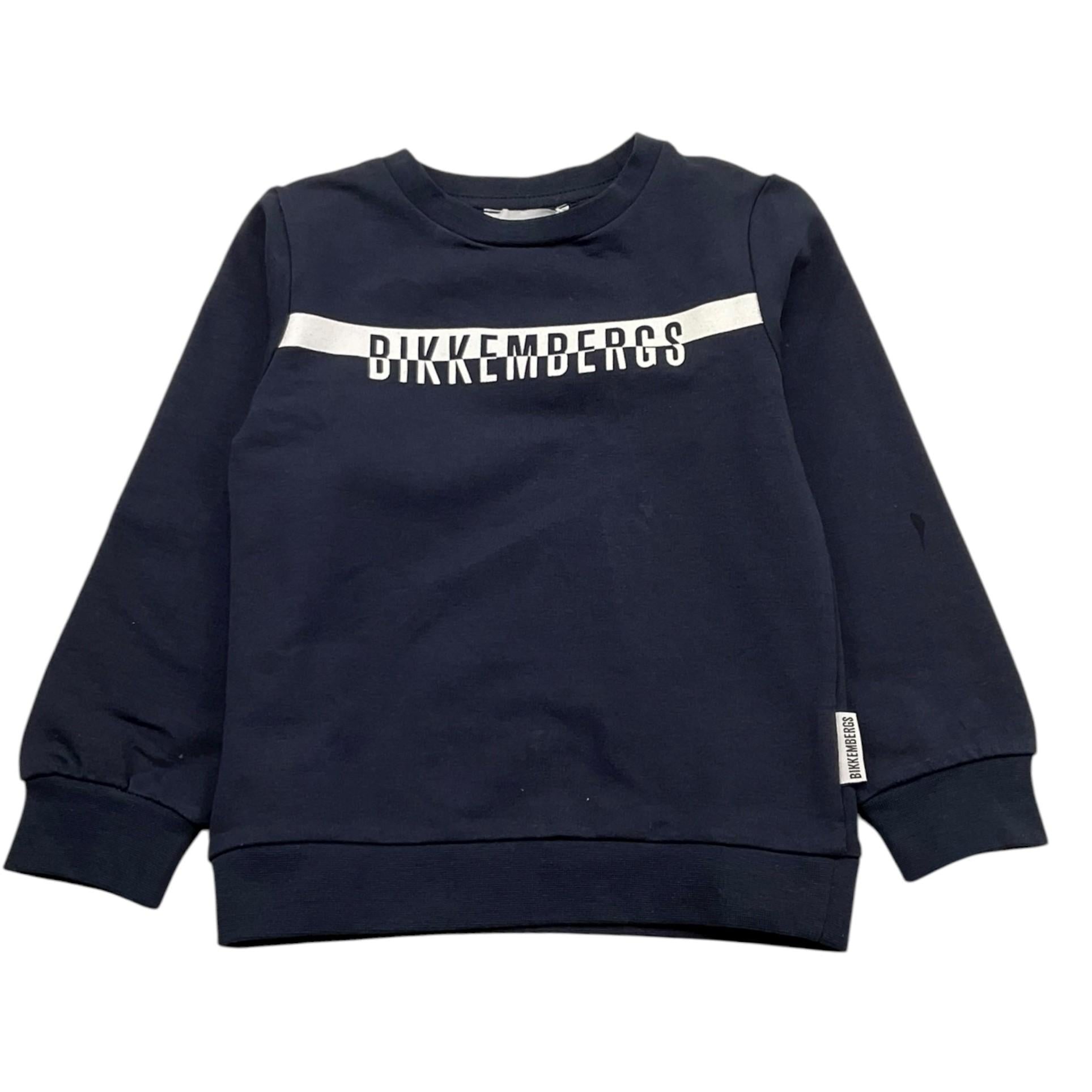 Bikkembergs Felpa Chiusa Girocollo Tinta Unita con Logo per Bambino BK1765 BLU BiKKEMBERGS 
