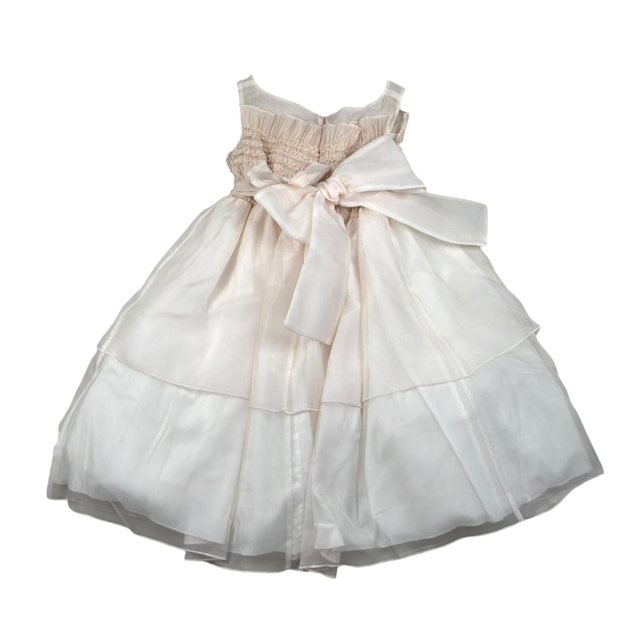 La Stupenderia Abito Cerimonia Giromanica Tinta Unita con Fiocco per Bambina CJAB96X BIANCO LA STUPENDERIA 