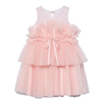 Abel & Lula Abito Tinta Unita Giromanica con Tulle per Bambina 5036 ROSA ABEL & LULA 