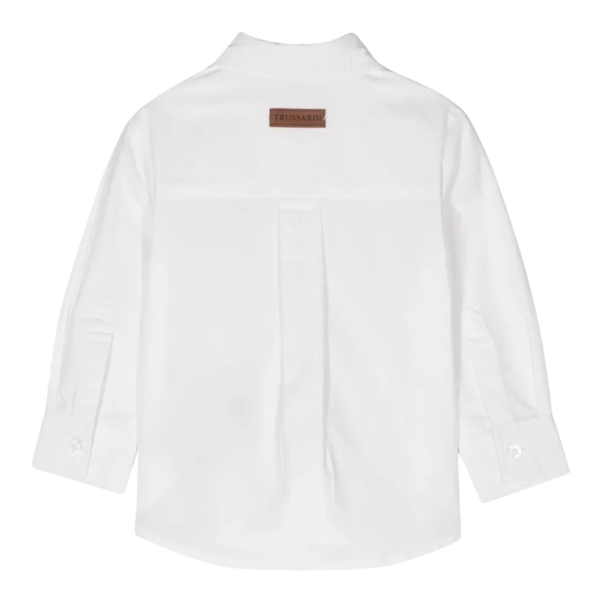TRUSSARDI camicia tinta unita con logo Bianco per Bambino TIA24068CA BIANCO TRUSSARDI 