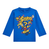 GUESS shirt girocollo tinta unita con stampa Cobalto per Neonato N4YI13K8HM4XX COBALTO GUESS 