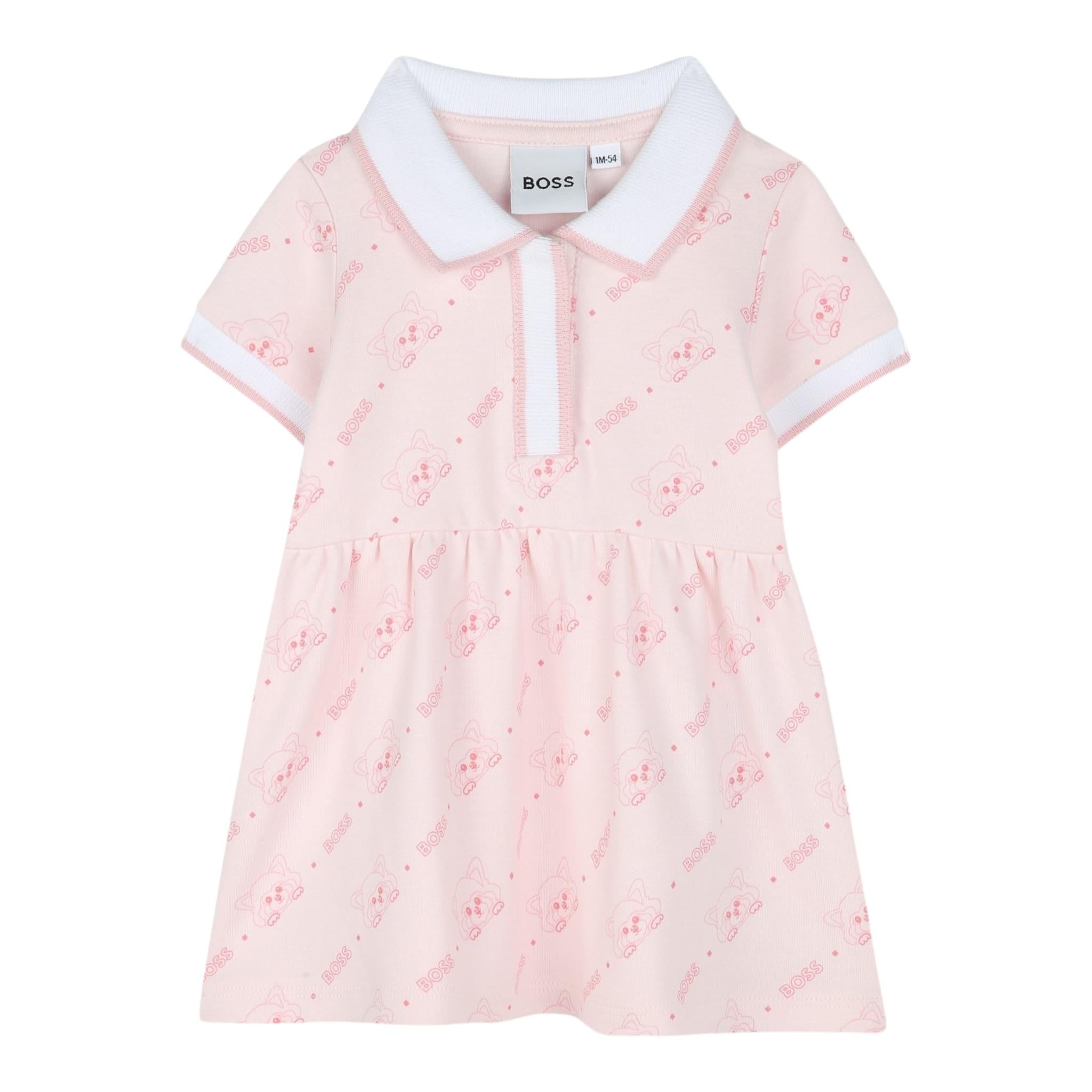 Boss Abito Mezza Manica Tinta Unita per Neonata J52184 ROSA BOSS 