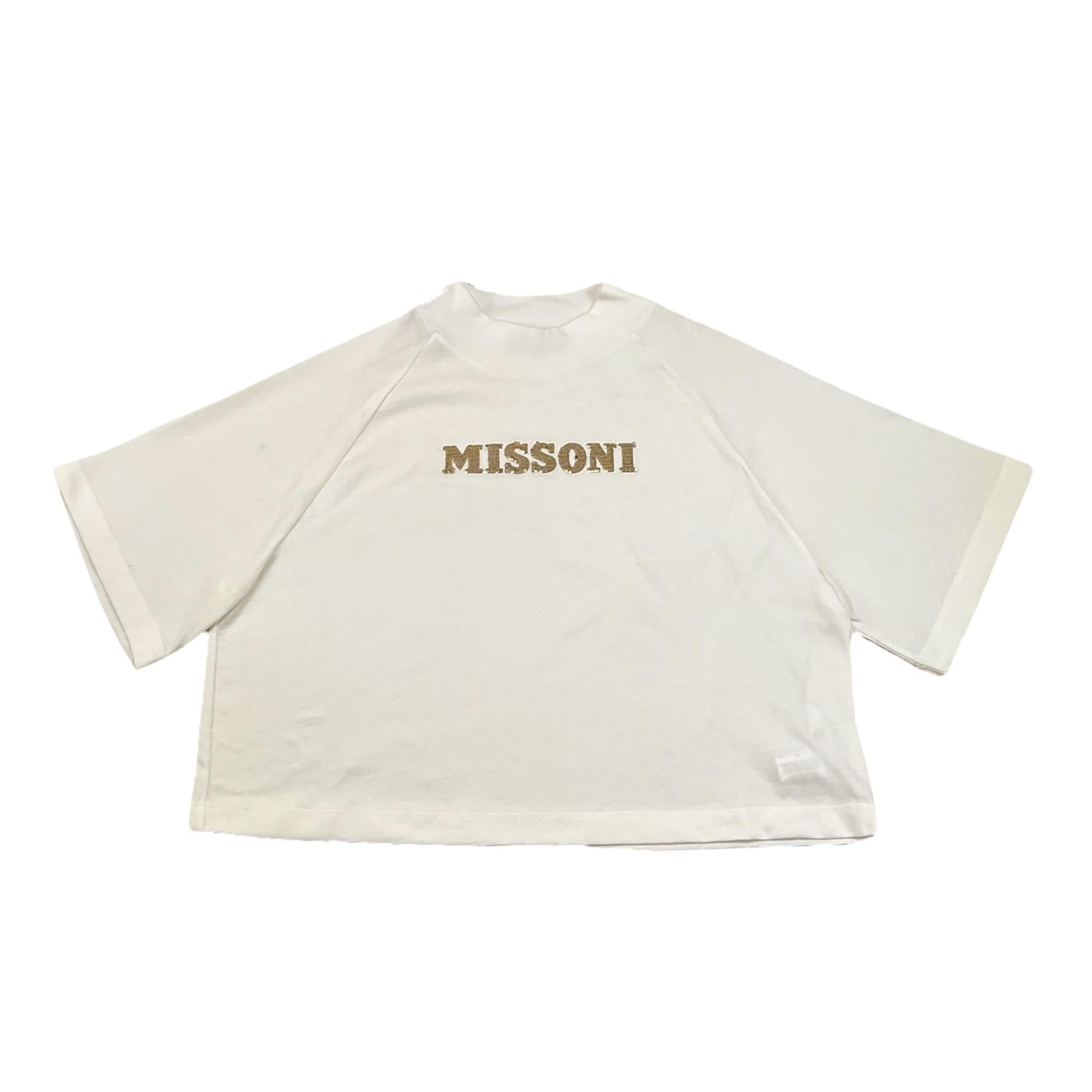 Missoni T-Shirt Girocollo Tinta Unita con Stampa per Bambina MV8B21 BIANCO MISSONI 