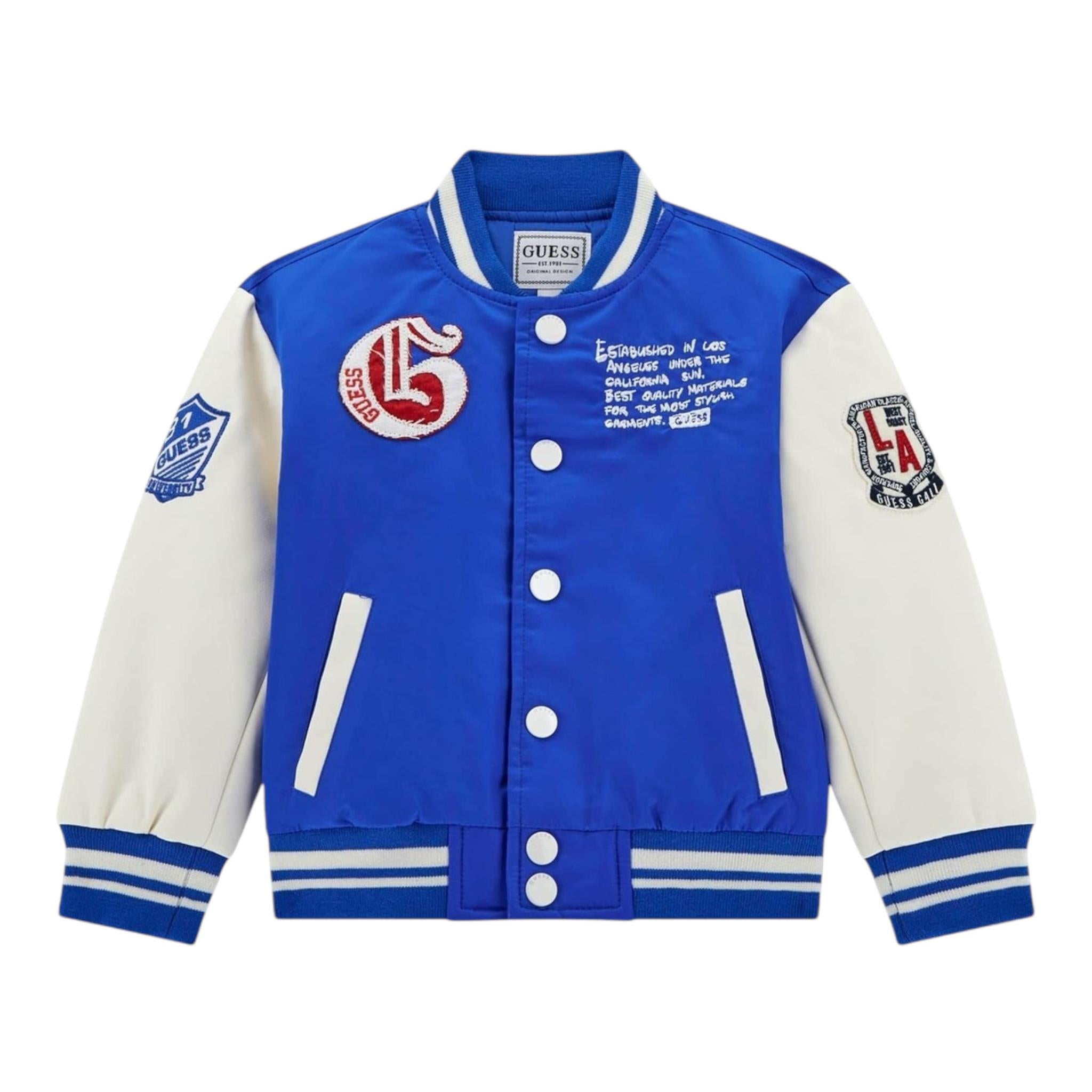 GUESS giubbino modello college bicolore con zip Cobalto per Bambino N4YL03WGB90 COBALTO GUESS 