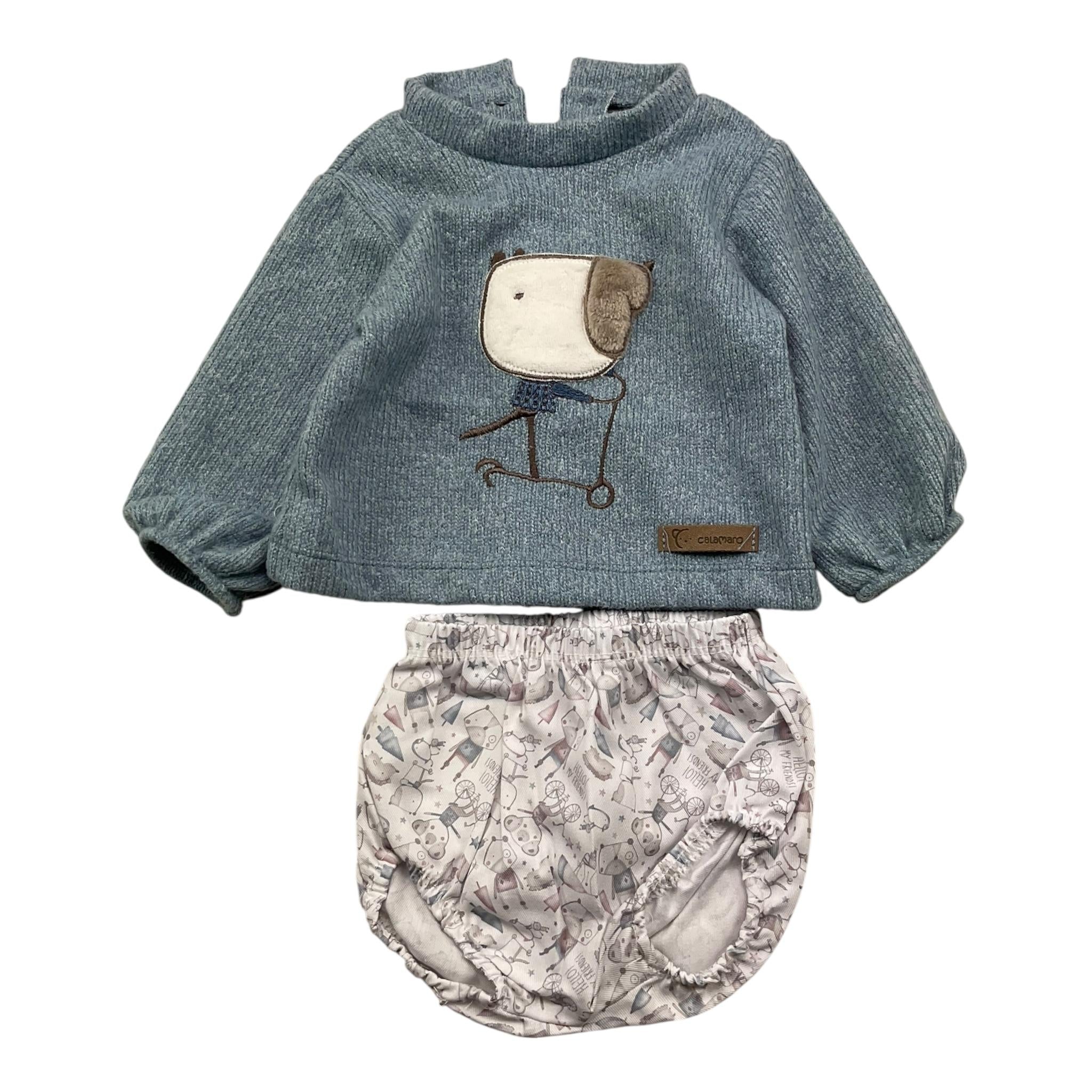CALAMARO completo 2pz bicolore maglia-coulotte Azzurro per Neonato 11021 AZZURRO CALAMARO 
