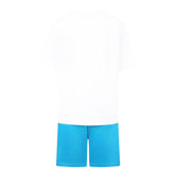 Moschino Completo 2 Pezzi T-Shirt-Bermuda Bicolore per Bambino HUG00Q BIANCO/AZZURRO MOSCHINO 