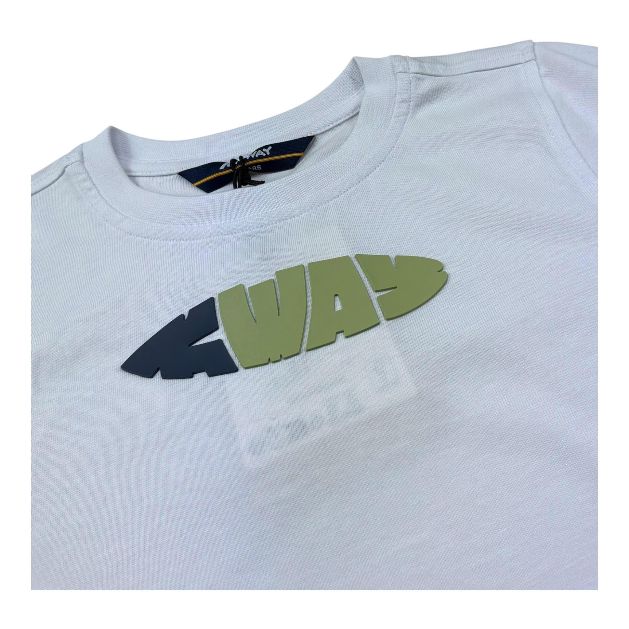 K-Way T-Shirt Girocollo Tinta Unita con Stampa per Bambino K1161XW BIANCO K-WAY 