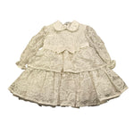 ALETTA abito manica lunga tinta unita con ricami Panna per Neonata HB220316 PANNA ALETTA 