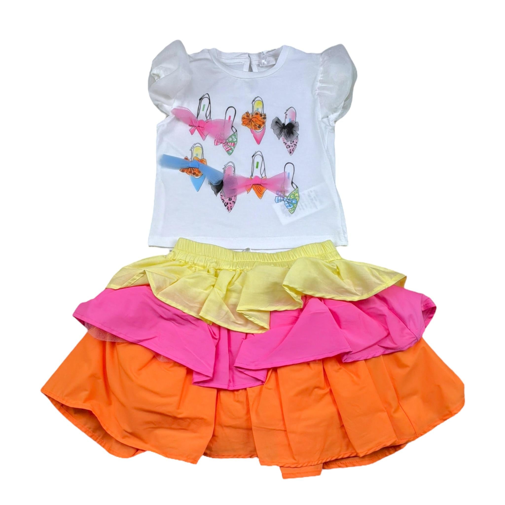 Miss Grant Completo 2 Pezzi Gonna-T-Shirt per Bambina MG1307J BIANCO MISS GRANT 