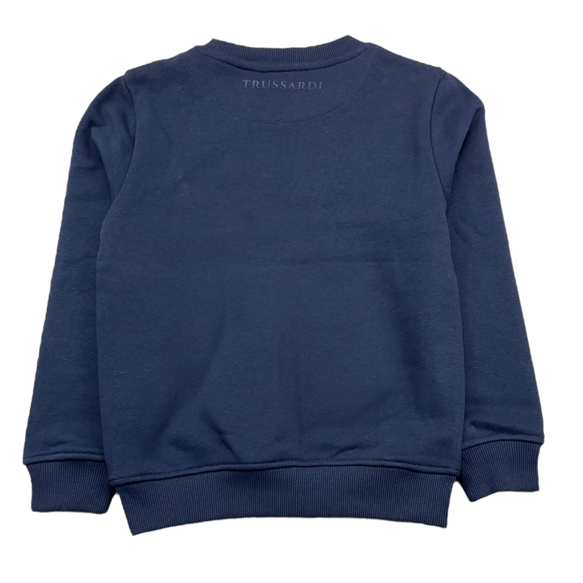 TRUSSARDI felpa chiusa girocollo tinta unita con stampa Blu per Bambino TBA25004FE BLU TRUSSARDI 