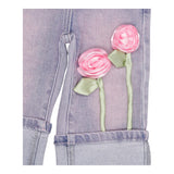 Monnalisa Jeans Tinta Unita con Applicazioni Rose per Neonata 39E400 ROSA MONNALISA 