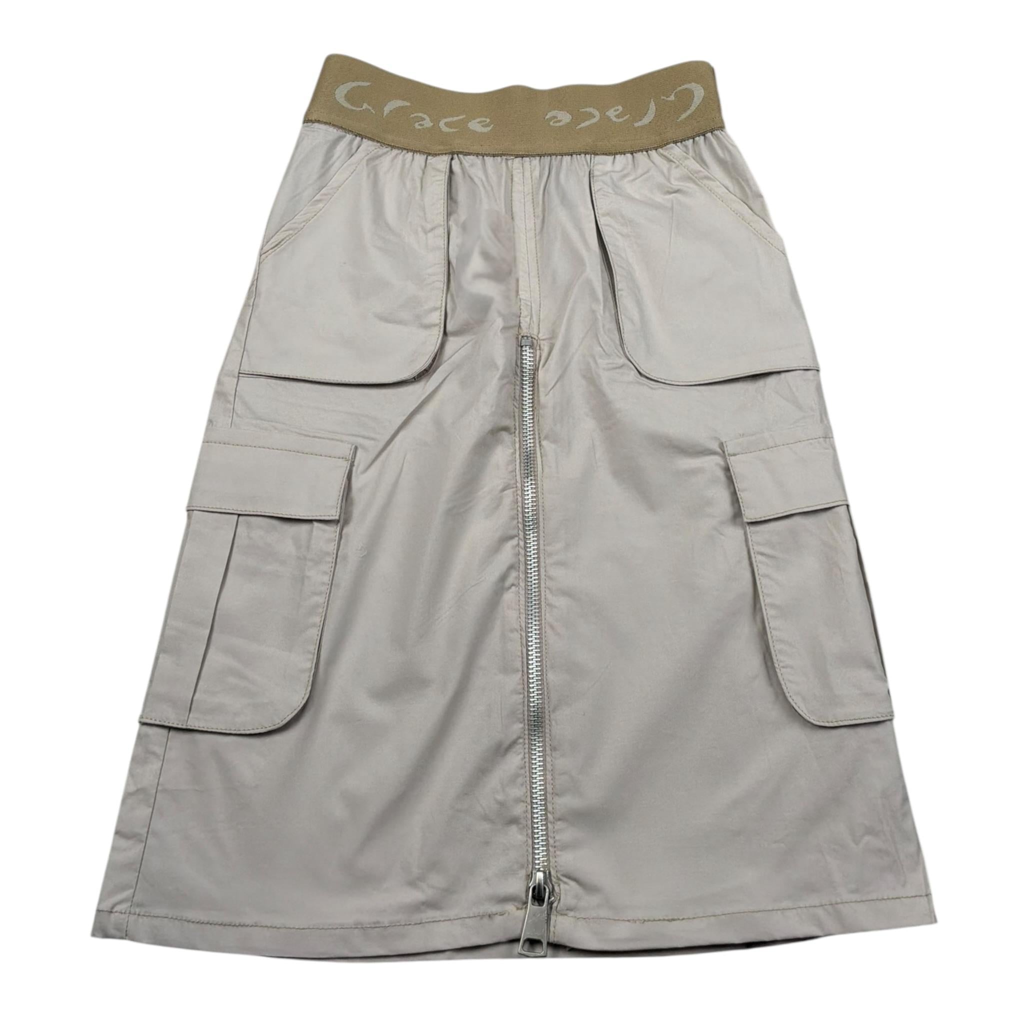 Manila Grace Gonna Tinta Unita con Elastico In Vita Logato per Bambina 307GMBS25 BEIGE MANILA GRACE 