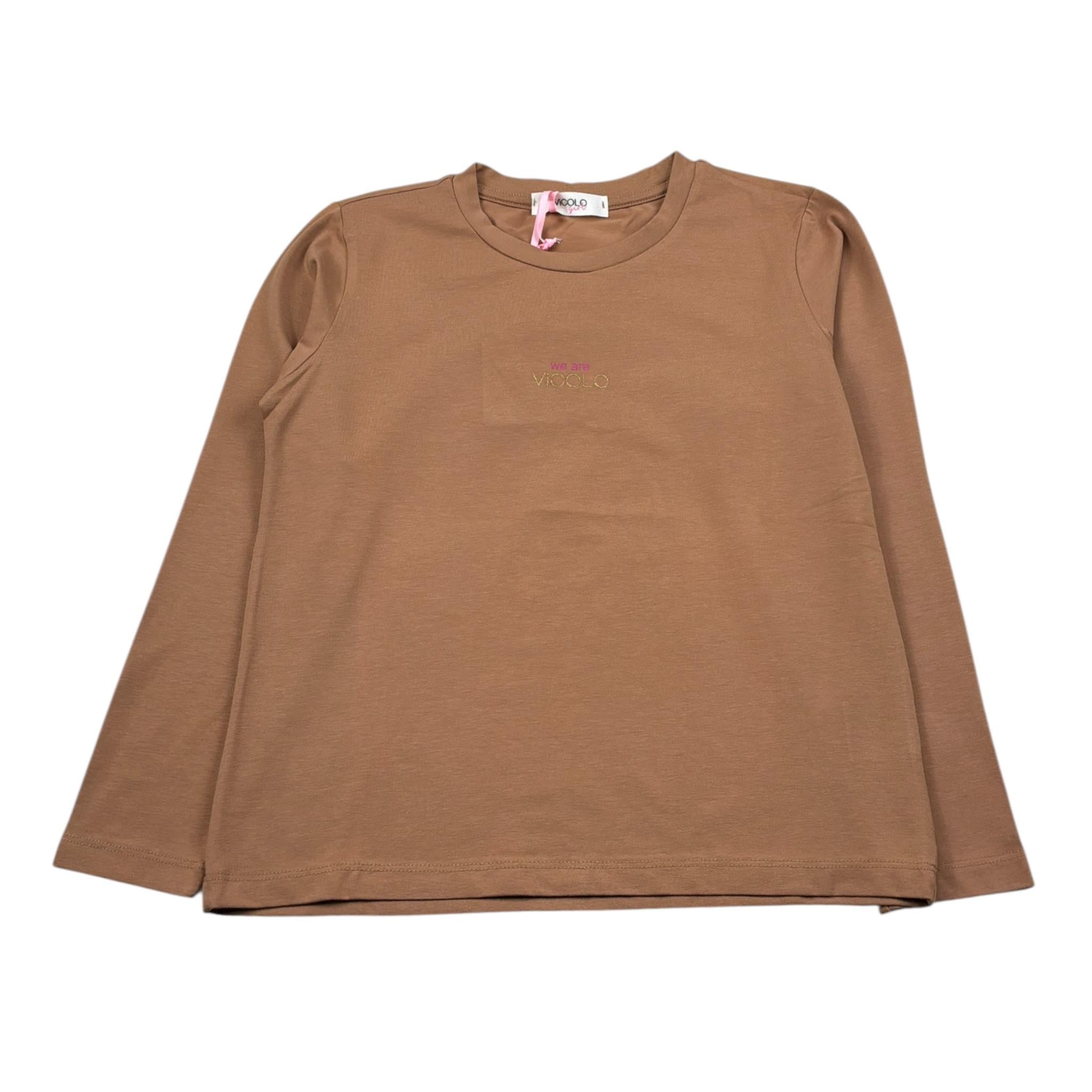 Vicolo Shirt Girocollo tinta unita con Stampa Marrone per Bambina 3141M0799 MARRONE VICOLO 