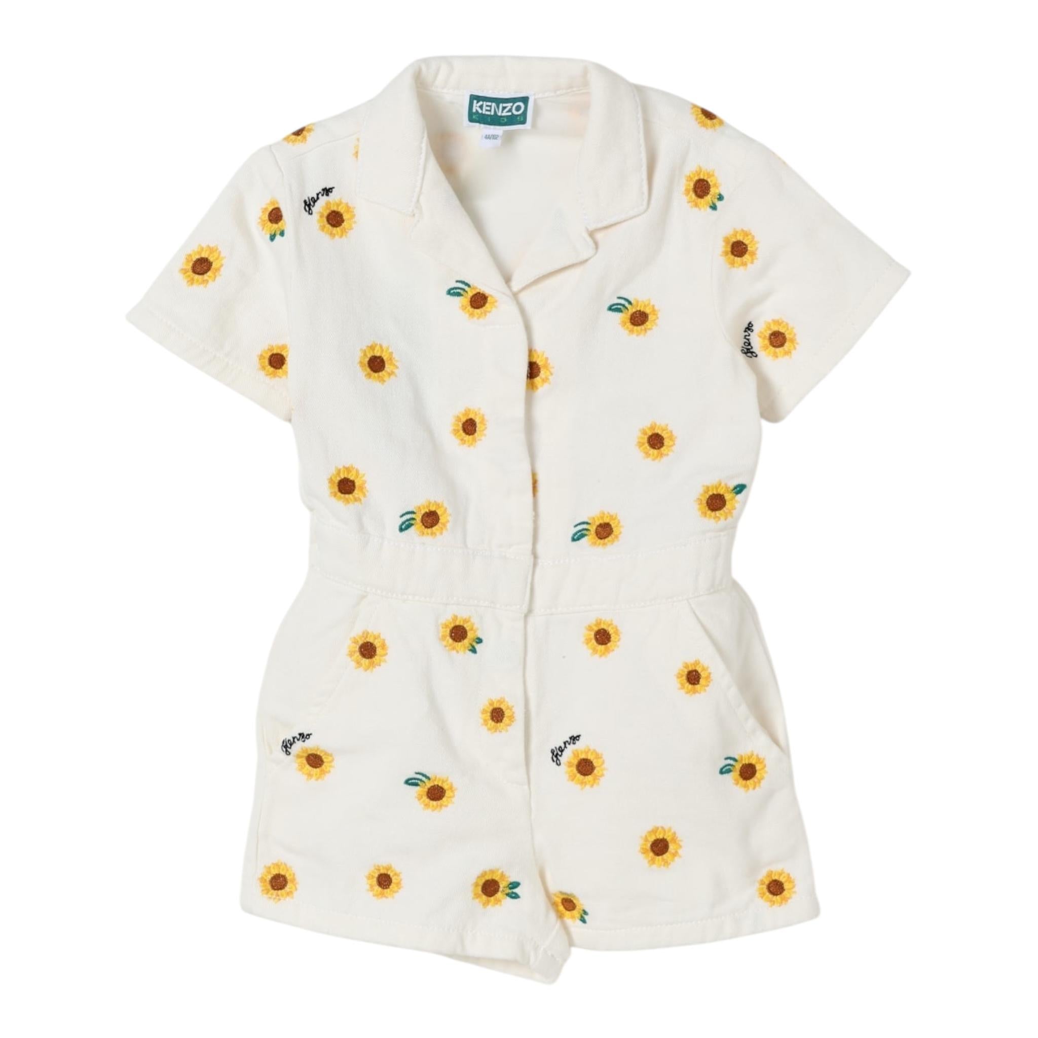 Kenzo Tutina Intera Tinta Unita con Fantasia Margherite per Neonata K61038 BIANCO KENZO 