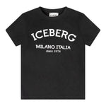 Iceberg T-Shirt Girocollo Tinta Unita con Stampa per Bambino TSICE5126J NERO ICEBERG 
