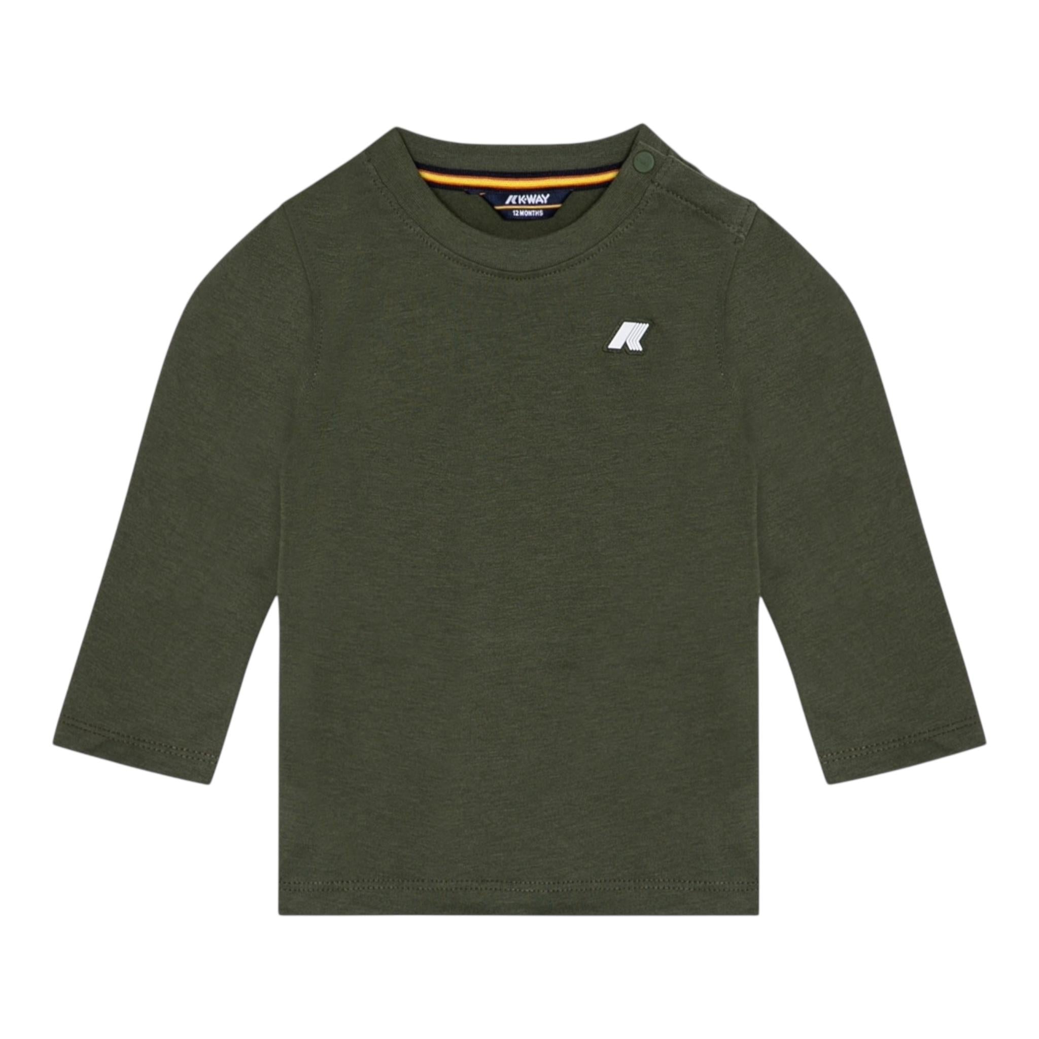 K-WAY shirt girocollo tinta unita con logo Verde per Neonato K6123WWXXX VERDE K-WAY 