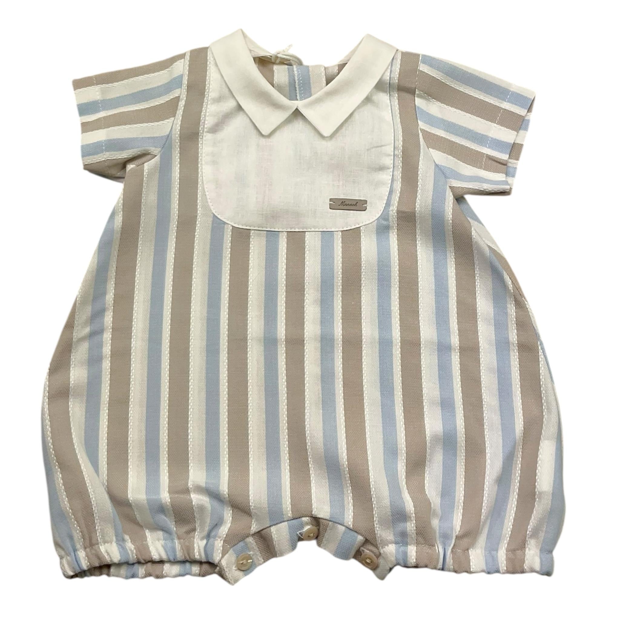 Ninnaoh Pagliaccetto Tinta Unita con Fantasia A Righe per Neonato E25P204 BIANCO NINNAOH 