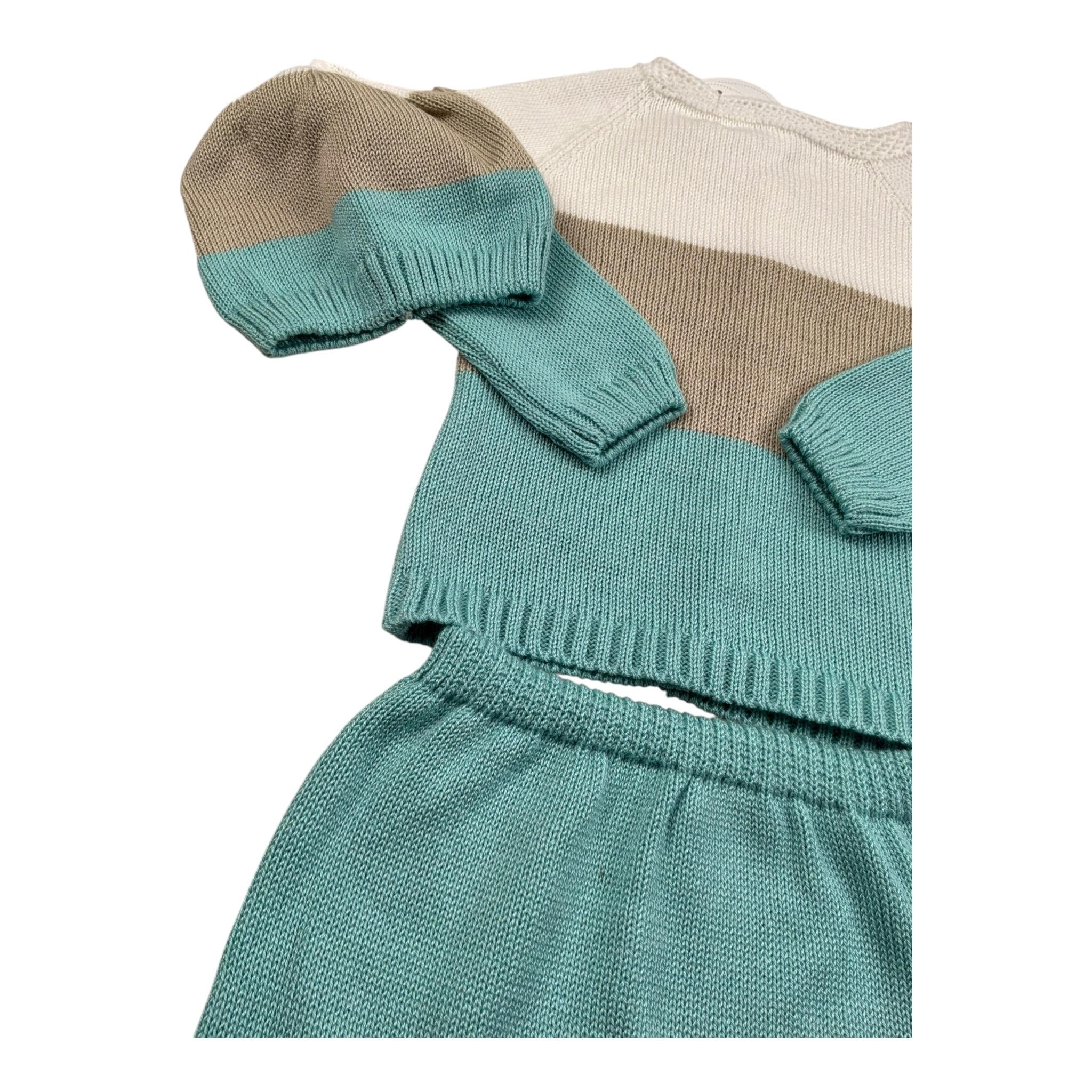 Juliana Completo 3 Pezzi Maglia-Pantalone-Cappello per Neonato 25040 VERDE JULIANA 