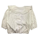 Philosophy Camicia Mezza Manica Lunga Tinta Unita Con Trafori Panna Per Bambina