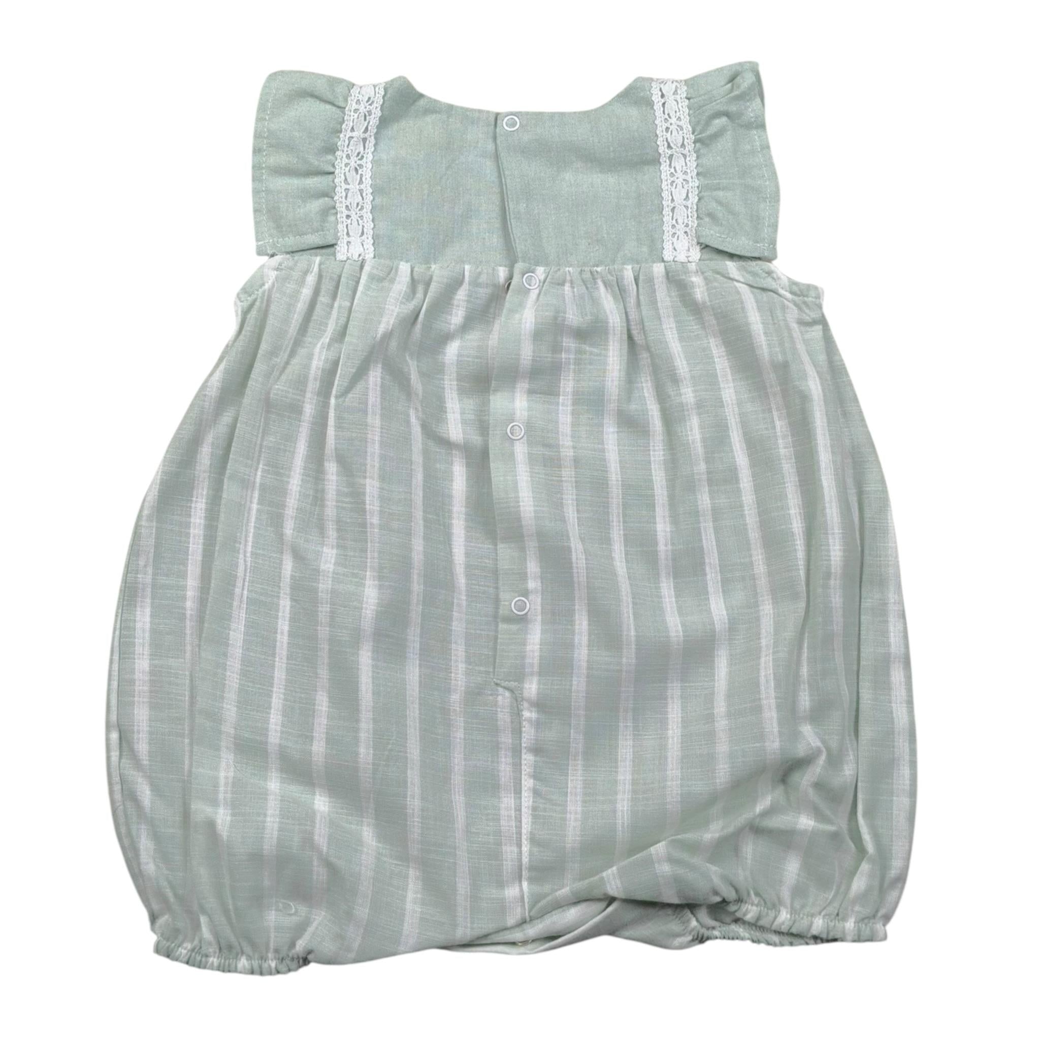 Babyvip Pagliaccetto Tinta Unita con Fantasia A Righe per Neonata T2825 VERDE BABYVIP 