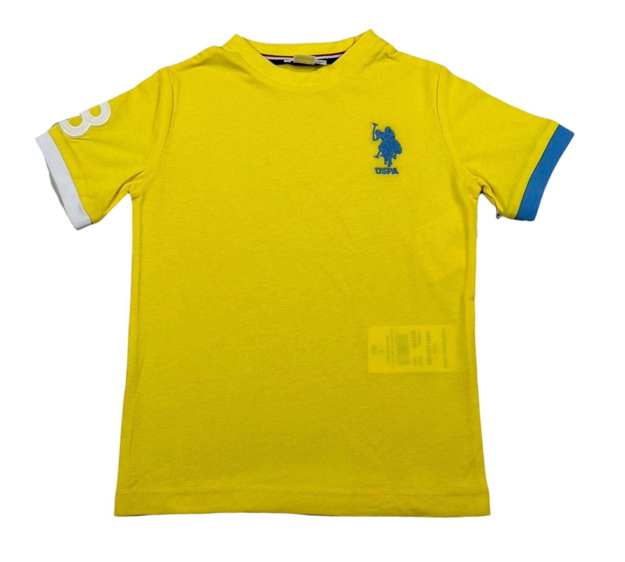 U.S. Polo Assn T-Shirt Girocollo Tinta Unita con Logo per Neonato US41554 GIALLO U.S. POLO ASSN 