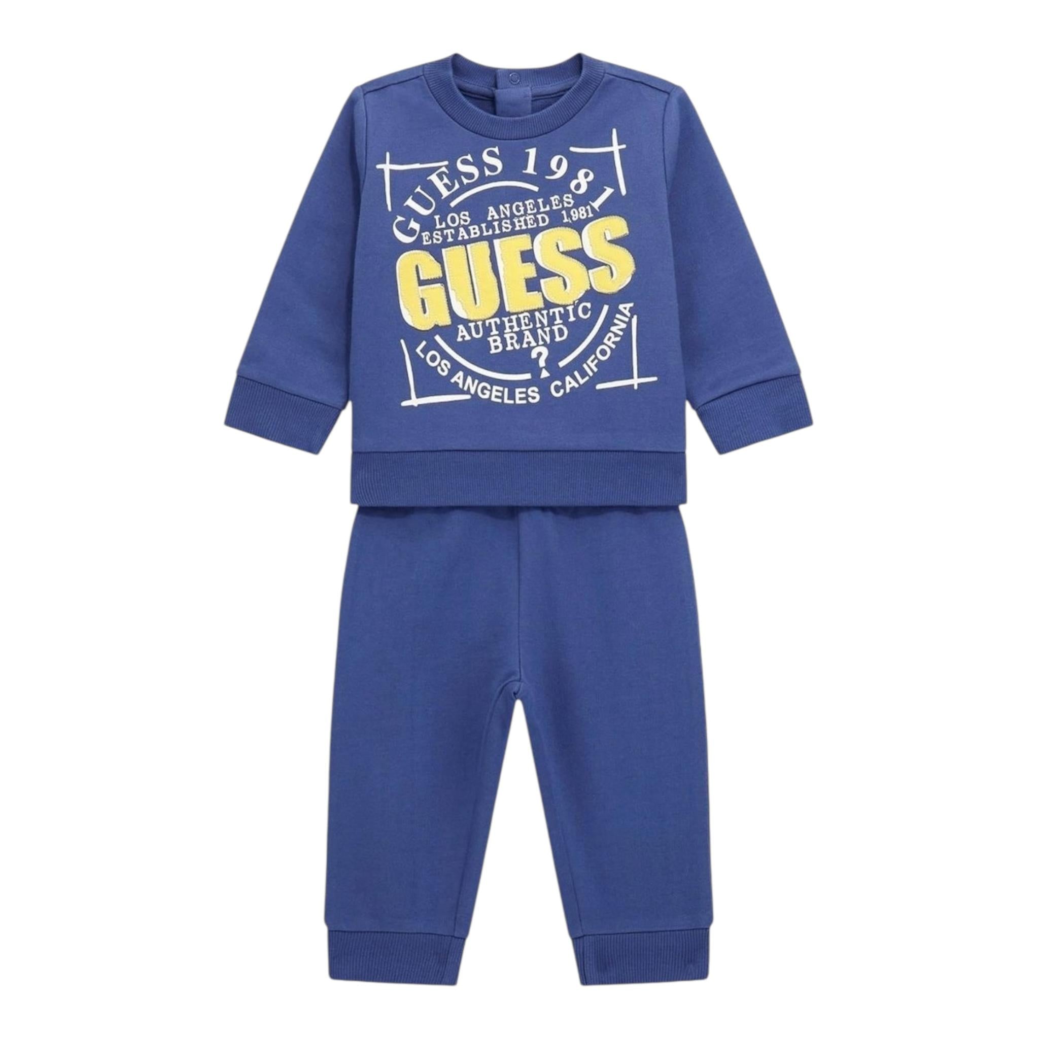 GUESS completo 2 pezzi felpa-pantalone tinta unita Blu per Bambino NY4G14KA6R0 BLU GUESS 
