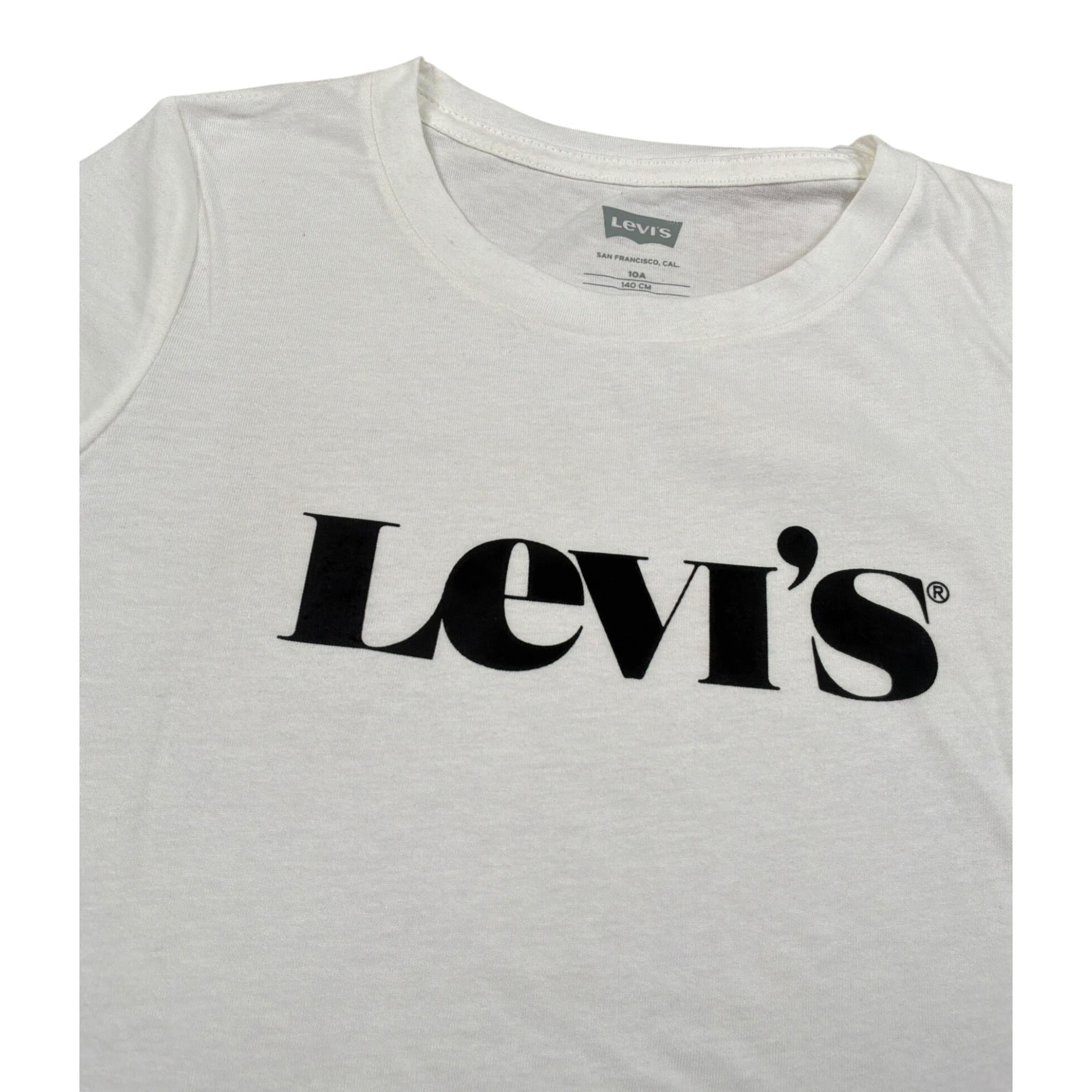 Levi'S T-Shirt Girocollo tinta unita con Stampa Bianco per Bambino 4EC982 BIANCO LEVI'S 