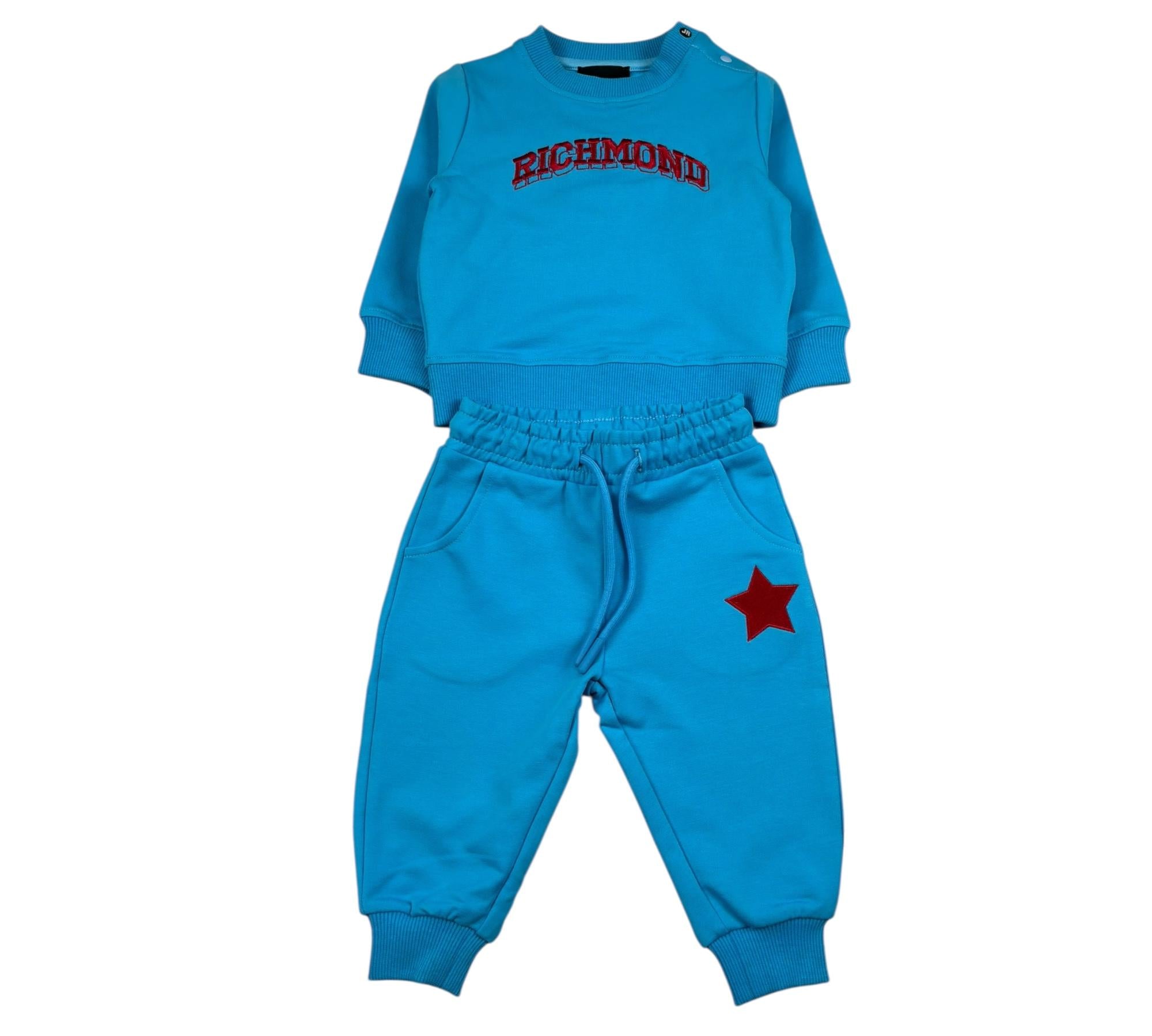 John Richmond Completo 2 Pezzi Felpa-Pantalone Tinta Unita per Neonato RIP26136CF AZZURRO JOHN RICHMOND 