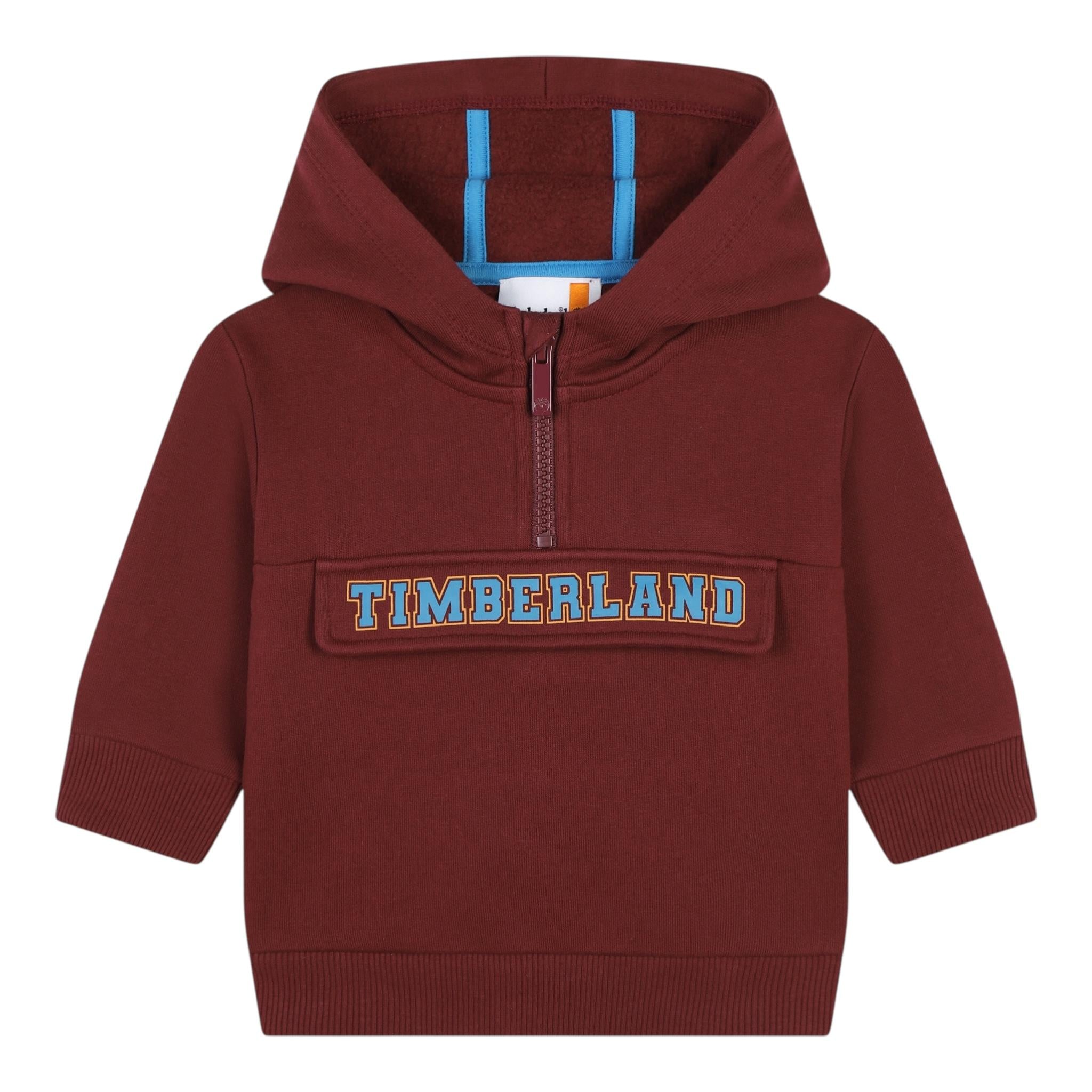TIMBERLAND felpa chiusa con cappuccio tinta unita con logo Bordeaux per Bambino T60260 BORDEAUX TIMBERLAND 
