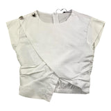 Naida Camicia Giromanica Tinta Unita Con Bottoni Bianco Per Bambina