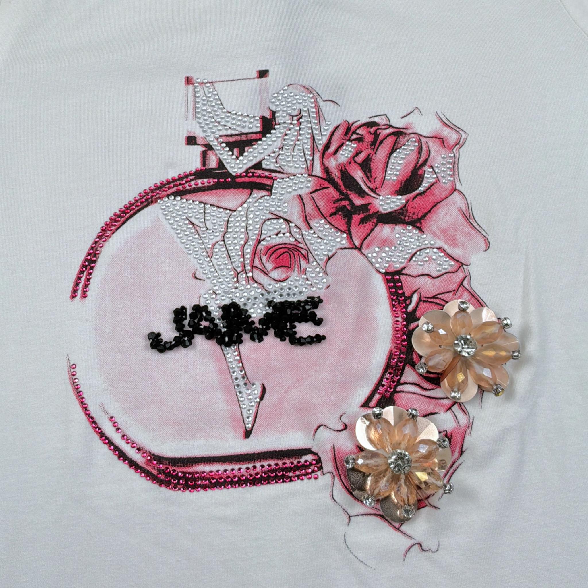 J'Aime' T-Shirt Girocollo tinta unita con Stampa Bianco per Bambina 5034G BIANCO J'AIME' 