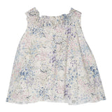 Simonetta Abito Giromanica Tinta Unita Con Fantasia Fiori Beige Per Bambina