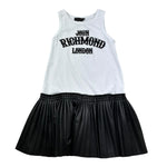 John Richmond Abito Giromanica Tinta Unita Bicolore per Bambina RGP26061VE BIANCO/NERO JOHN RICHMOND 