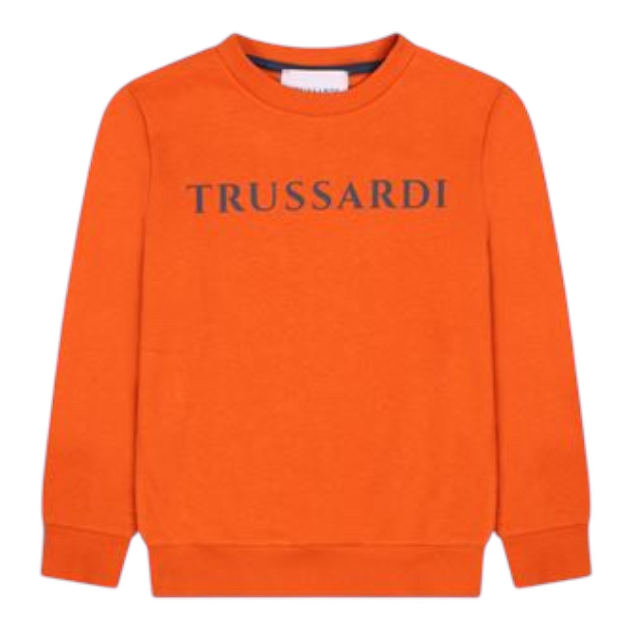 TRUSSARDI felpa girocollo tinta unita con stampa Arancione per Bambino TBA24054FE ARANCIONE TRUSSARDI 