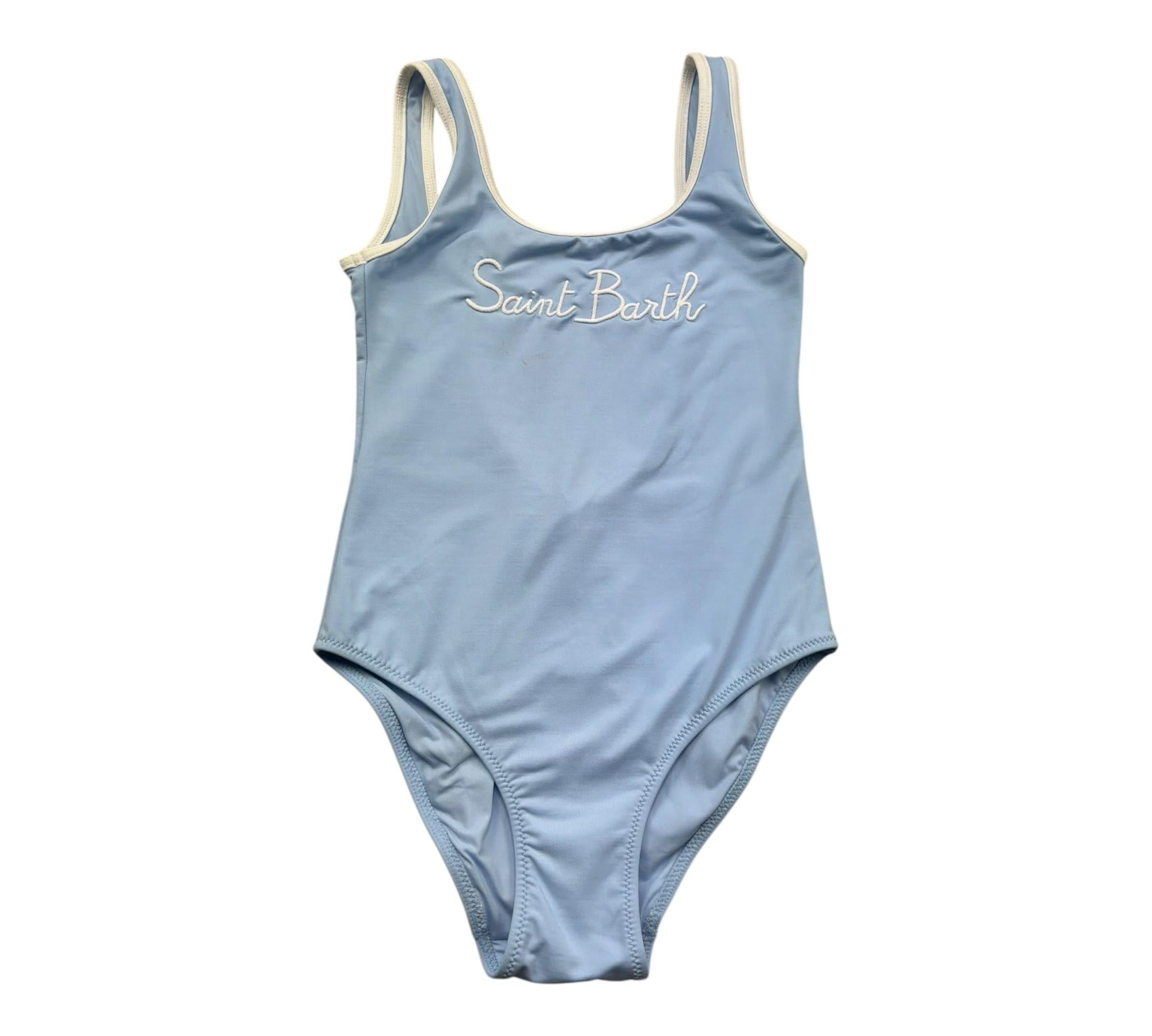 Saint Barth Costume Intero Tinta Unita  per Bambina CARASTRING AZZURRO SAINT BARTH 