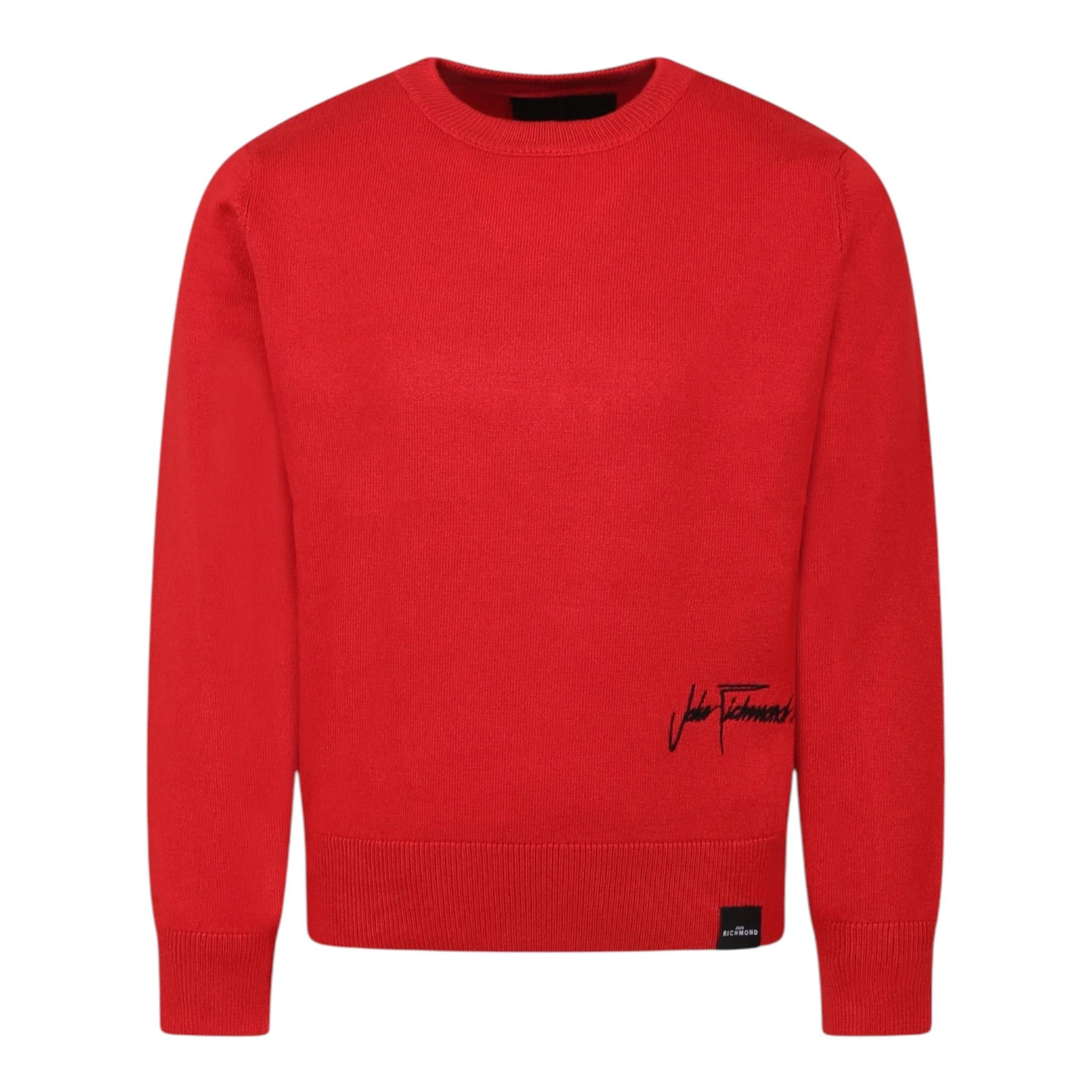 JOHN RICHMOND maglia girocollo tinta unita con stampa logo Rosso per Bambino RBA24066MA ROSSO JOHN RICHMOND 