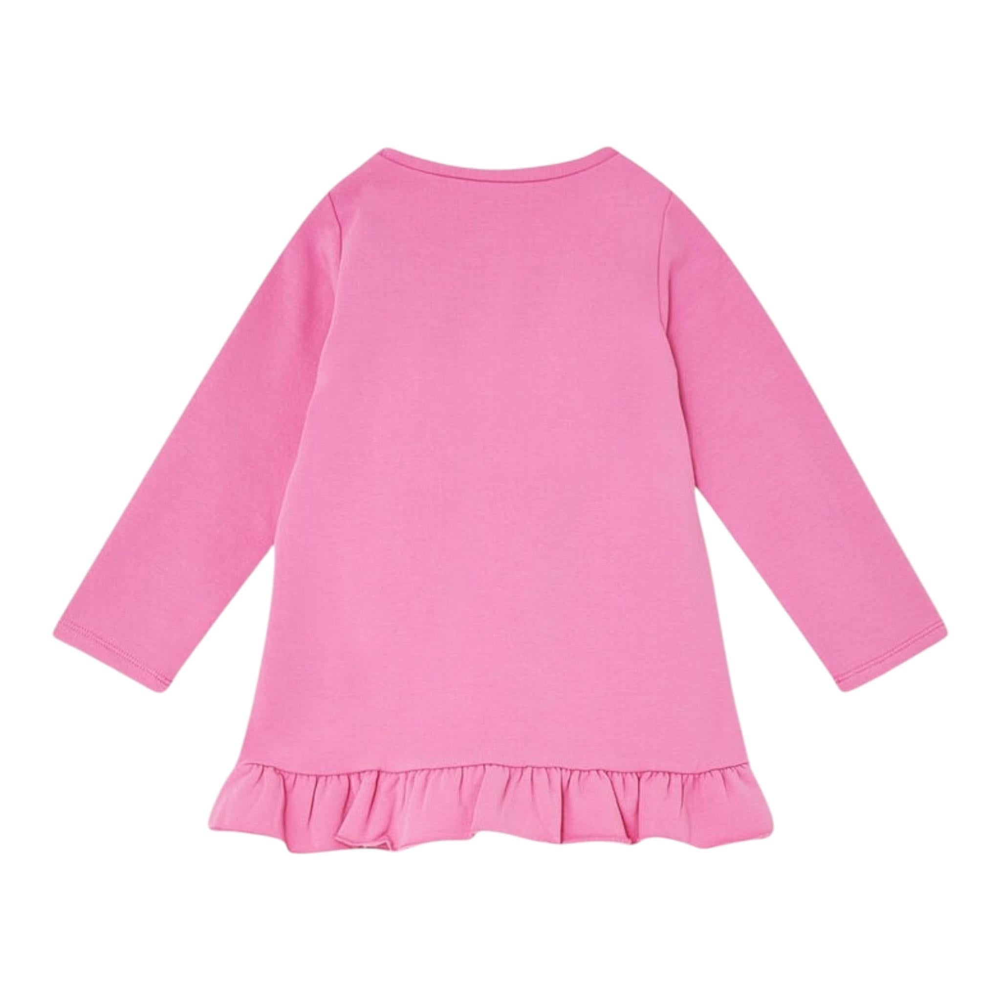 LIU JO abito in felpa girocollo tinta unita con stampa Rosa per Bambina KF4107 ROSA LIU JO 