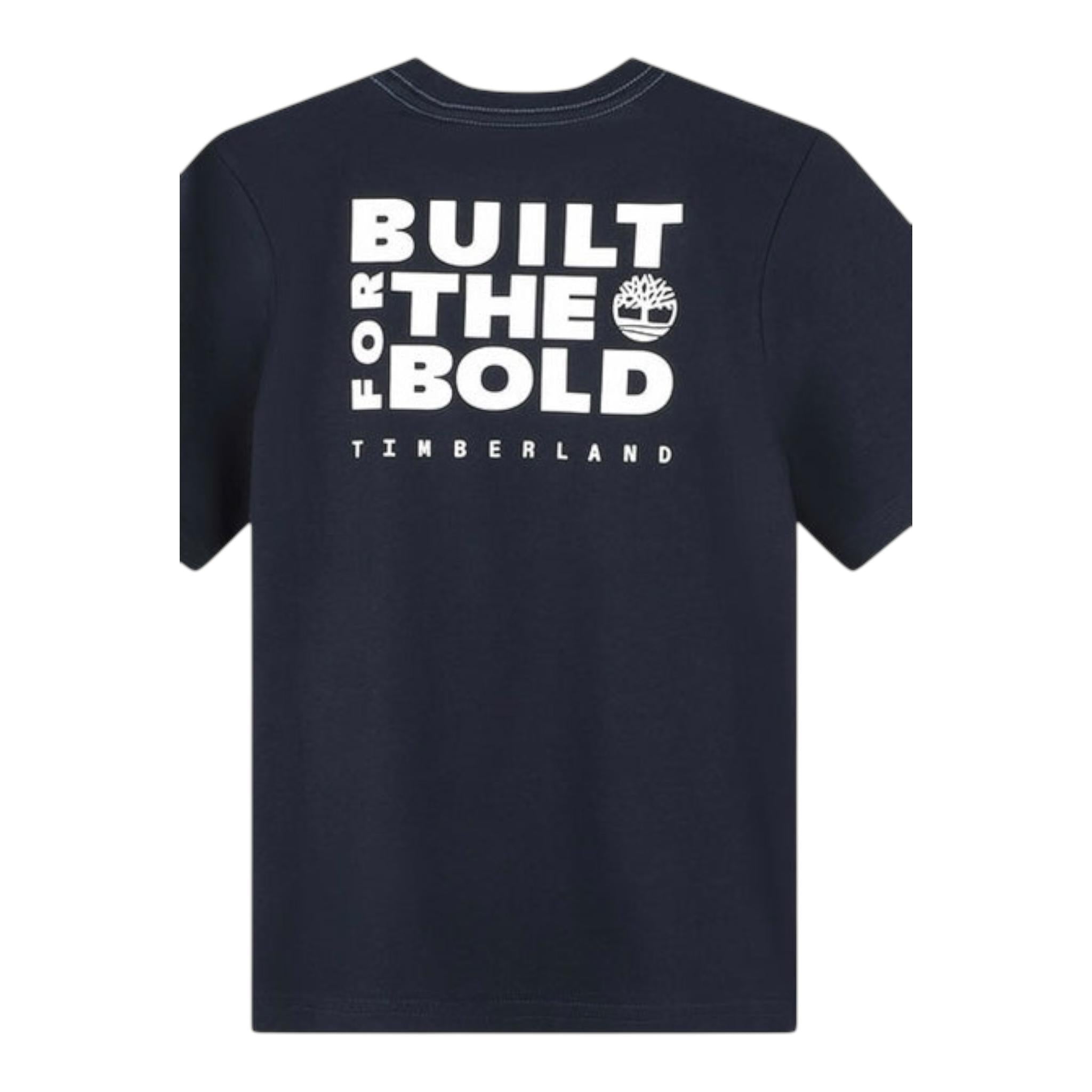 Timberland T-Shirt Girocollo Tinta Unita con Stampa per Bambino T60091 BLU TIMBERLAND 