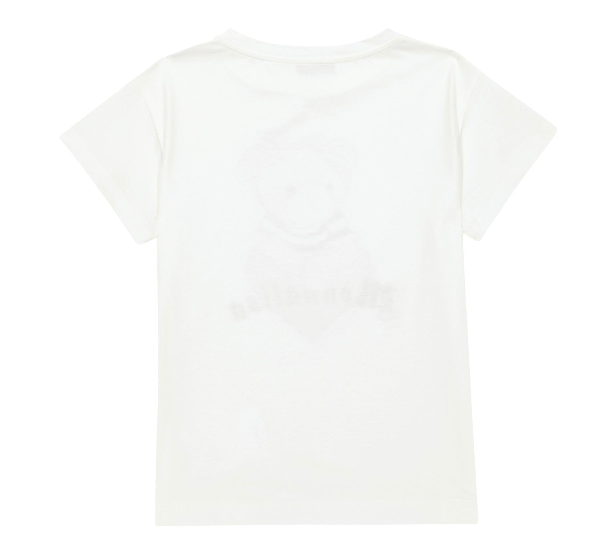Monnalisa T-Shirt Girocollo Tinta Unita con Orsi per Bambina 119615 BIANCO MONNALISA 