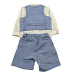 Barcellino Completo 3 Pezzi Camicia-Bermuda-Gilet Azzurro per Neonato 100311 AZZURRO BARCELLINO 