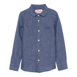 Saint Barth Camicia Manica Lunga Tinta Unita per Bambino AGN0001003 BLU SAINT BARTH 