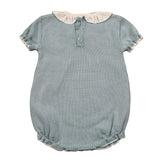 Paz Rodriguez Pagliaccetto Mezza Manica Tinta Unita con Ricami per Neonata 005121703 AZZURRO PAZ RODRIGUEZ 