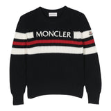 MONCLER maglia girocollo fantasia a righe con logo Blu per Bambino 9549C BLU MONCLER 