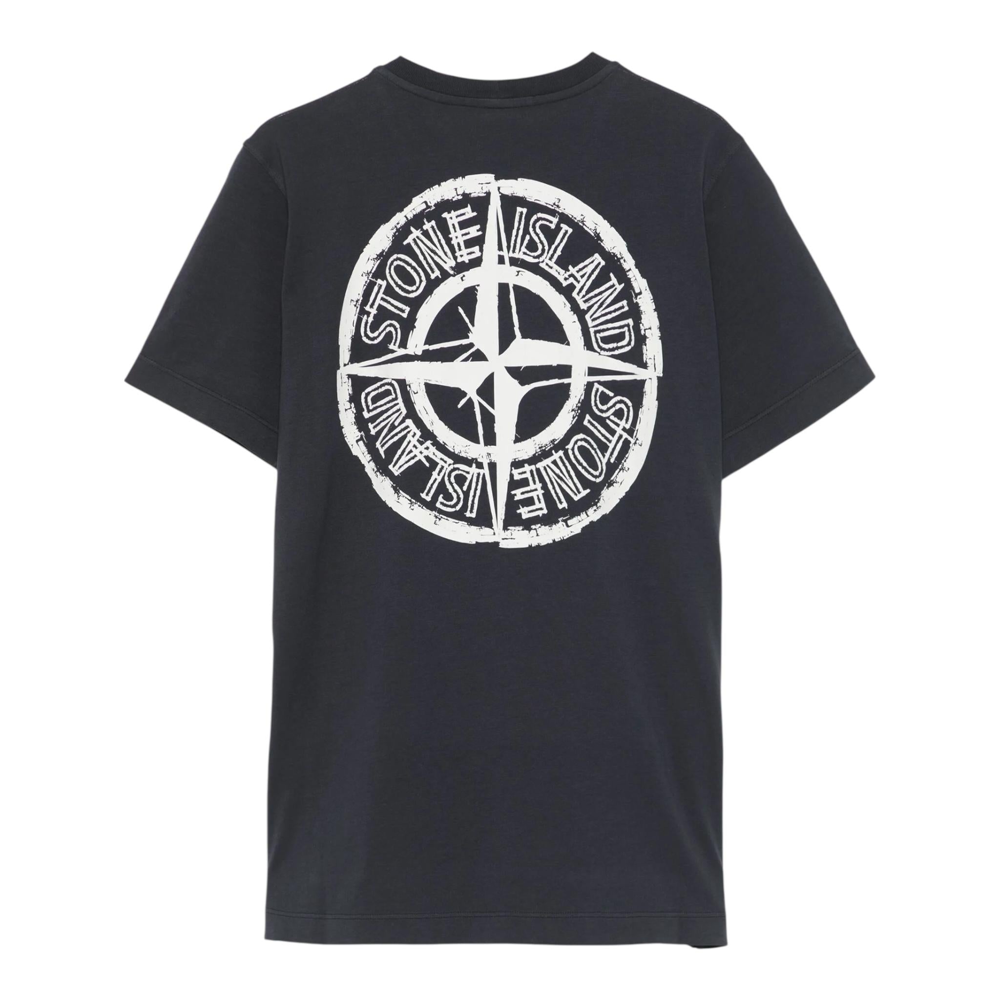 Stone Island T-Shirt Girocollo Tinta Unita con Logo per Bambino K1S162100010 BLU STONE ISLAND 
