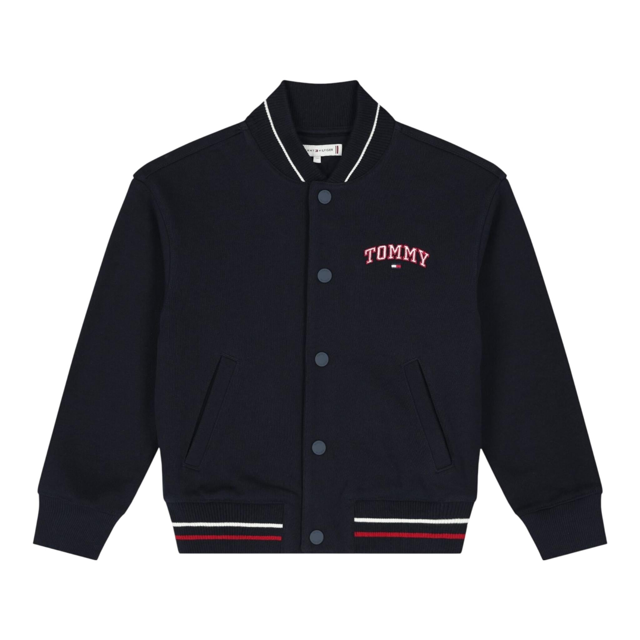TOMMY HILFIGER felpa tinta unita con bottoni e stampa Blu per Bambino KS0KS00570 BLU TOMMY HILFIGER 