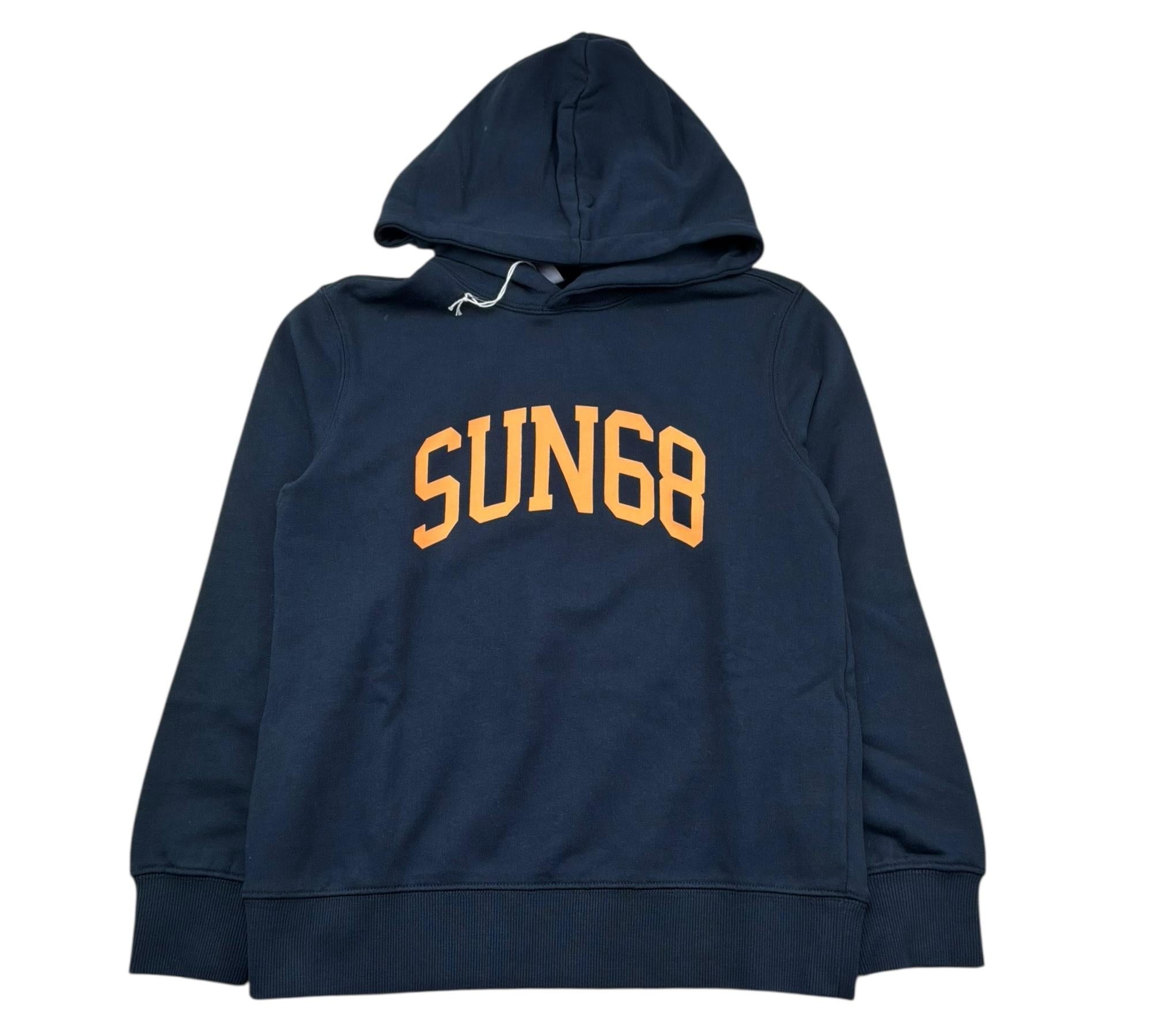 Sun68 Felpa Chiusa con Cappuccio Tinta Unita con Logo per Bambina F34332 BLU SUN68 