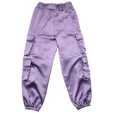Disclaimer Pantalone Tinta Unita Modello Cargo Con Elastico In Vita Lilla Per Bambina