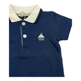 Emc Polo Mezza Manica Tinta Unita con Colletto In Contrasto Blu per Neonato
